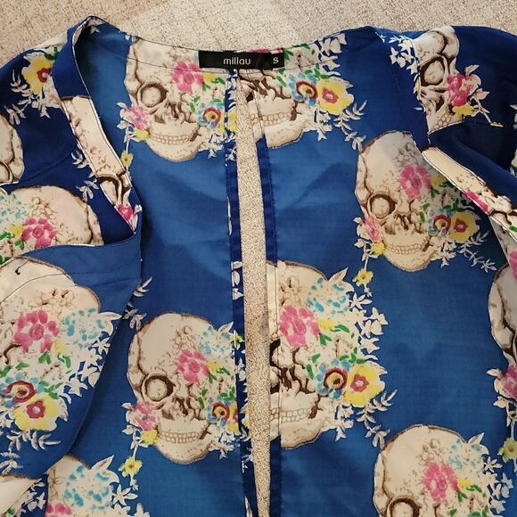 Skull Floral button down shirt - Picture 4 of 8